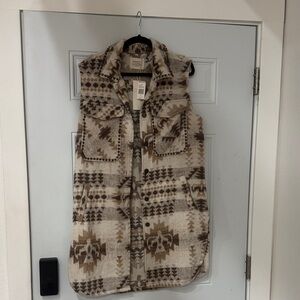 Aztec Patterned Sleeveless long Vest